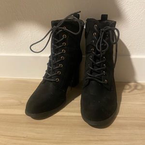 Women’s Black Suede Lace Up Booties